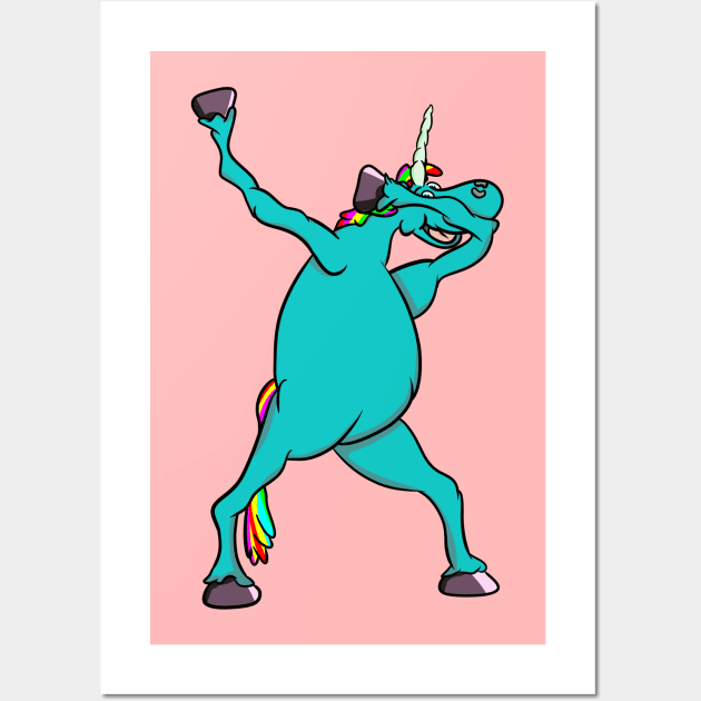 Blue Unicorn Dabbing Wall Art by mailboxdisco